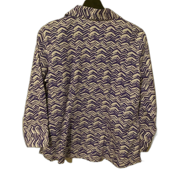 Chicos Women's blouse sz 1 (medium 8) purple white button front - Picture 2 of 10